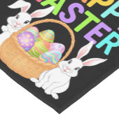 Happy Easter 2025 Eggs Bunny Schattige Konijn Korte Tafelloper (Hoek)