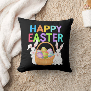 Happy Easter 2025 Eggs Bunny Schattige Konijn Kussen