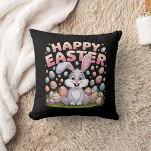 Happy Easter 2025 Eggs Bunny Schattige Konijn Kussen