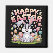 Happy Easter 2025 Eggs Bunny Schattige Konijn Magneet (Voorkant)