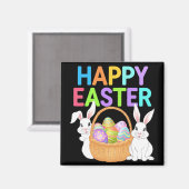 Happy Easter 2025 Eggs Bunny Schattige Konijn Magneet (Voorkant / Achterkant)