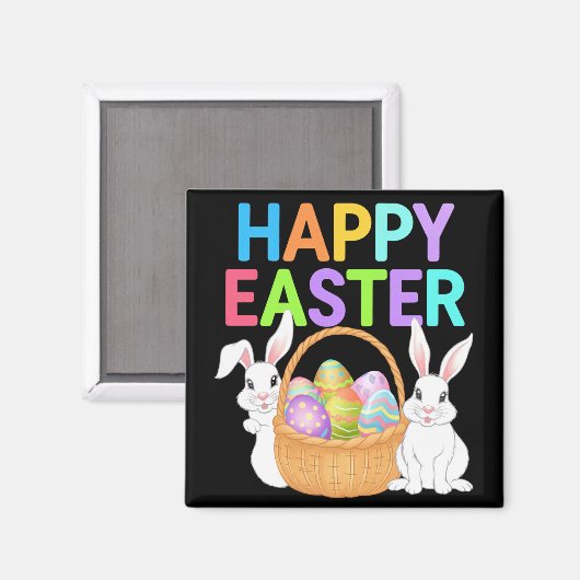 Happy Easter 2025 Eggs Bunny Schattige Konijn Magneet (Voorkant / Achterkant)