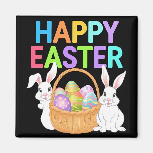 Happy Easter 2025 Eggs Bunny Schattige Konijn Magneet (Voorkant)