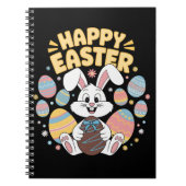 Happy Easter 2025 Eggs Bunny Schattige Konijn Notitieboek (Voorkant)