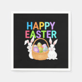 Happy Easter 2025 Eggs Bunny Schattige Konijn Servet (Voorkant)
