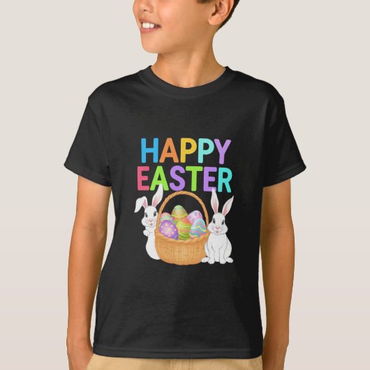 Happy Easter 2025 Eggs Bunny Schattige Konijn T-shirt (Voorkant)