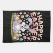Happy Easter 2025 Eggs Bunny Schattige Konijn Theedoek (Horizontaal)