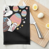 Happy Easter 2025 Eggs Bunny Schattige Konijn Theedoek (Quarter Fold)