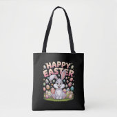 Happy Easter 2025 Eggs Bunny Schattige Konijn Tote Bag (Voorkant)
