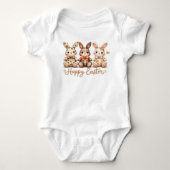 Happy Easter 3 Charming Plaid Bunnies Romper (Voorkant)