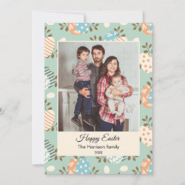 Happy Easter aangepaste familiefoto Flat Holiday K Feestdagenkaart