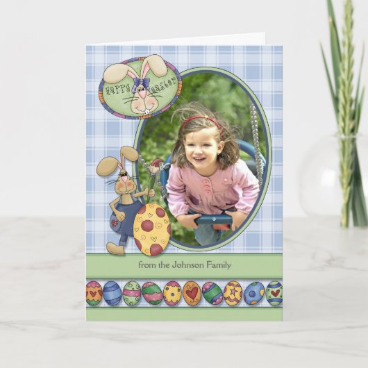 Happy Easter aangepaste foto-Bunnies en -eieren Feestdagen Kaart (Voorkant)
