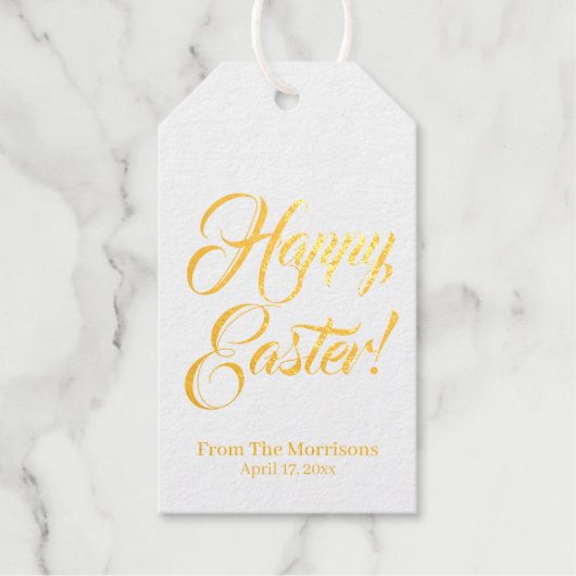Happy Easter aangepaste script-calligrafie elegant Cadeaulabels (Voorkant)