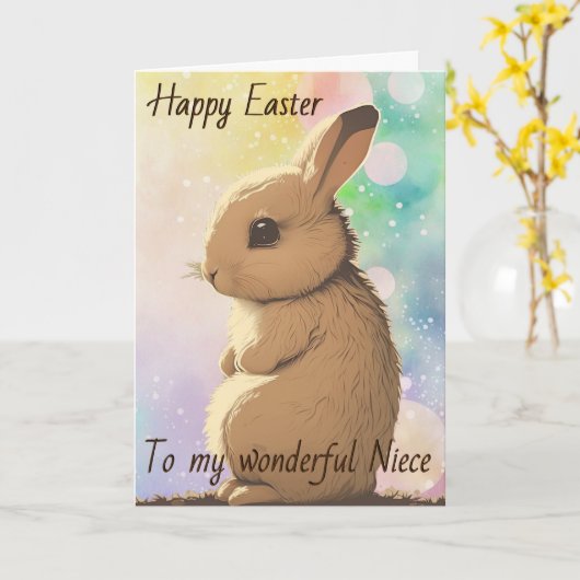 'Happy Easter' aangepaste tekst, Rainbow Easter Bu Kaart (Gele Bloem)