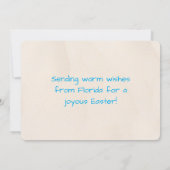 Happy Easter Airplane Over Beach with Flamingos Feestdagenkaart (Achterkant)