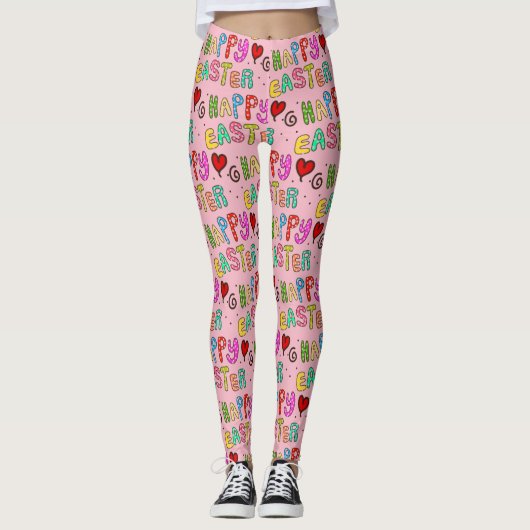 Happy Easter All-Over Print Leggings (Voorkant)