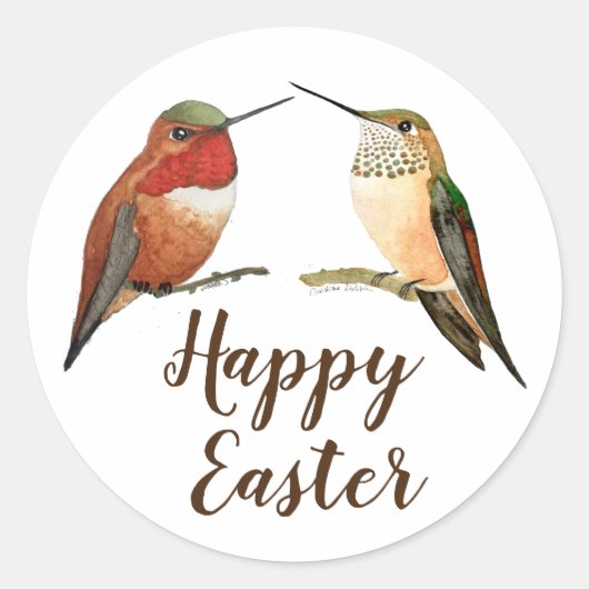 Happy Easter Allen's Hummingbird Classic Round Ronde Sticker (Voorkant)