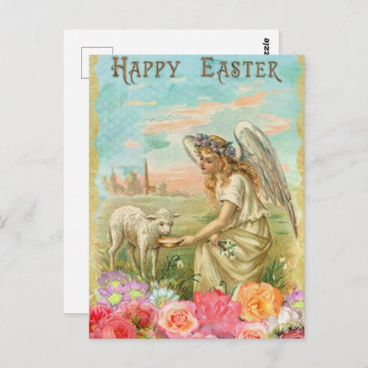  Happy Easter Angel-lammeren Briefkaart (Voorkant / Achterkant)