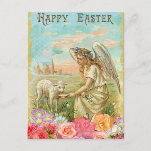  Happy Easter Angel-lammeren Briefkaart (Voorkant)