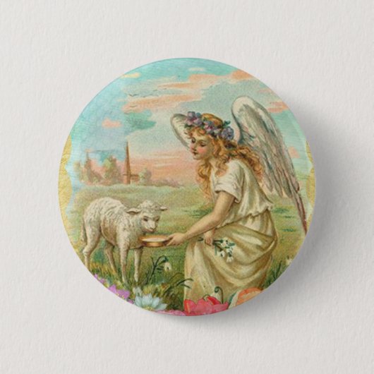 happy easter angel ronde button 5,7 cm (Voorkant)
