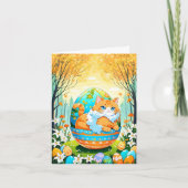 Happy Easter Anime Cat Feestdagen Kaart (Voorkant)