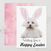 Happy Easter Anyone Dog Bunny Flat Holiday Card Feestdagenkaart (Voorkant / Achterkant)