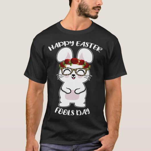Happy Easter April Fools Day Bunny Rabbit Glasses T-shirt (Voorkant)