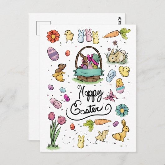 Happy Easter Art Briefkaart (Voorkant / Achterkant)