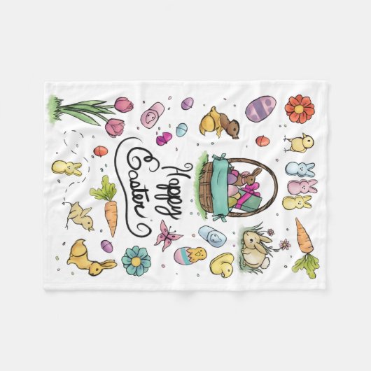Happy Easter Art Fleece Deken (Voorkant (Horizontaal))