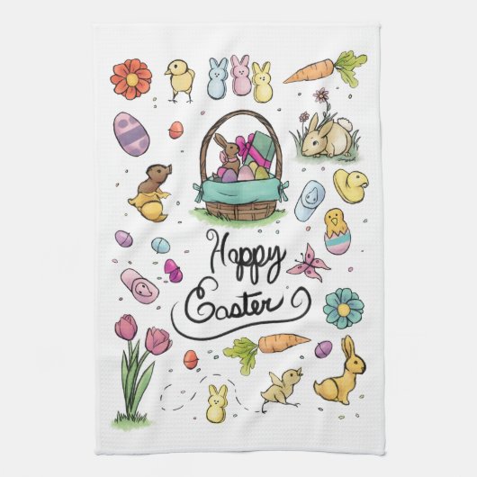 Happy Easter Art Theedoek (Verticaal)