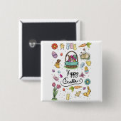 Happy Easter Art Vierkante Button 5,1 Cm (Voorkant /achterkant)