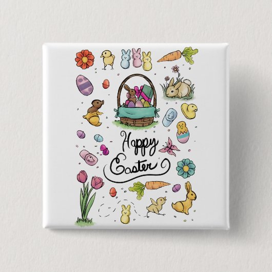 Happy Easter Art Vierkante Button 5,1 Cm (Voorkant)