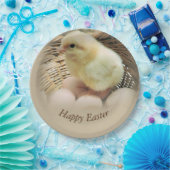 Happy Easter Baby Chick in een mandje Papieren Bordje (Feest)