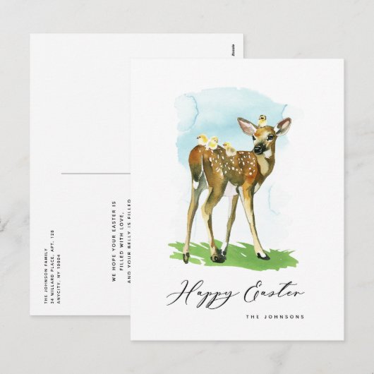 Happy Easter Baby herten en kuikens Feestdagenkaart (Voorkant / Achterkant)