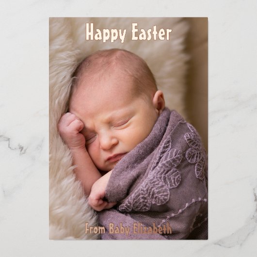 Happy Easter Baby kondiging Folie Uitnodiging (Voorkant)