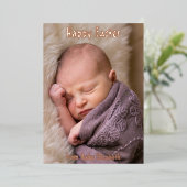 Happy Easter Baby kondiging Folie Uitnodiging (Staand Voorkant)