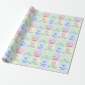 Happy Easter Baby's Naam Soft Pastels Bunny Cadeaupapier (Uitgerold)