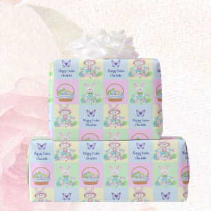 Happy Easter Baby's Naam Soft Pastels Bunny Cadeaupapier