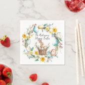 Happy Easter banny met mand en bloemenpaas Servet (Insitu)