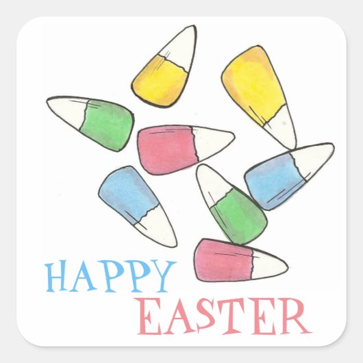 Happy Easter Basket Candy Corn Candycorn Kernels Vierkante Sticker (Voorkant)