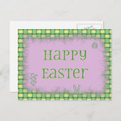 Happy Easter Basket Weave on Lila Feestdagenkaart (Voorkant / Achterkant)