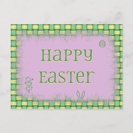 Happy Easter Basket Weave on Lila Feestdagenkaart (Voorkant)