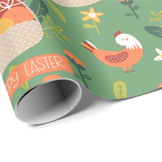 Happy Easter Baskets Spring Flowers Cadeaupapier (Rol Hoek)