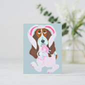 Happy Easter Basset Hound Easter Bunny Briefkaart (Staand voorkant)