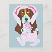 Happy Easter Basset Hound Easter Bunny Briefkaart (Voorkant)
