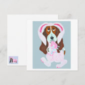 Happy Easter Basset Hound Easter Bunny card (Voorkant / Achterkant)
