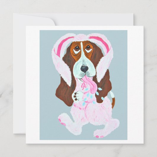 Happy Easter Basset Hound Easter Bunny card (Voorkant)
