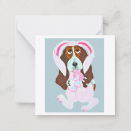 Happy Easter Basset Hound Easter Bunny card Notitiekaartje