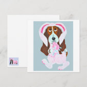 Happy Easter Basset Hound Easter Bunny Kaart (Voorkant / Achterkant)
