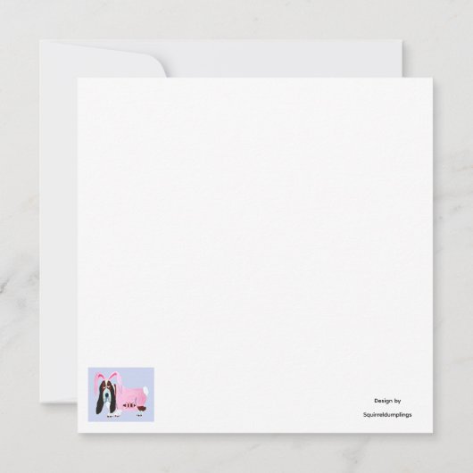 Happy Easter Basset Hound Easter Bunny Kaart (Achterkant)